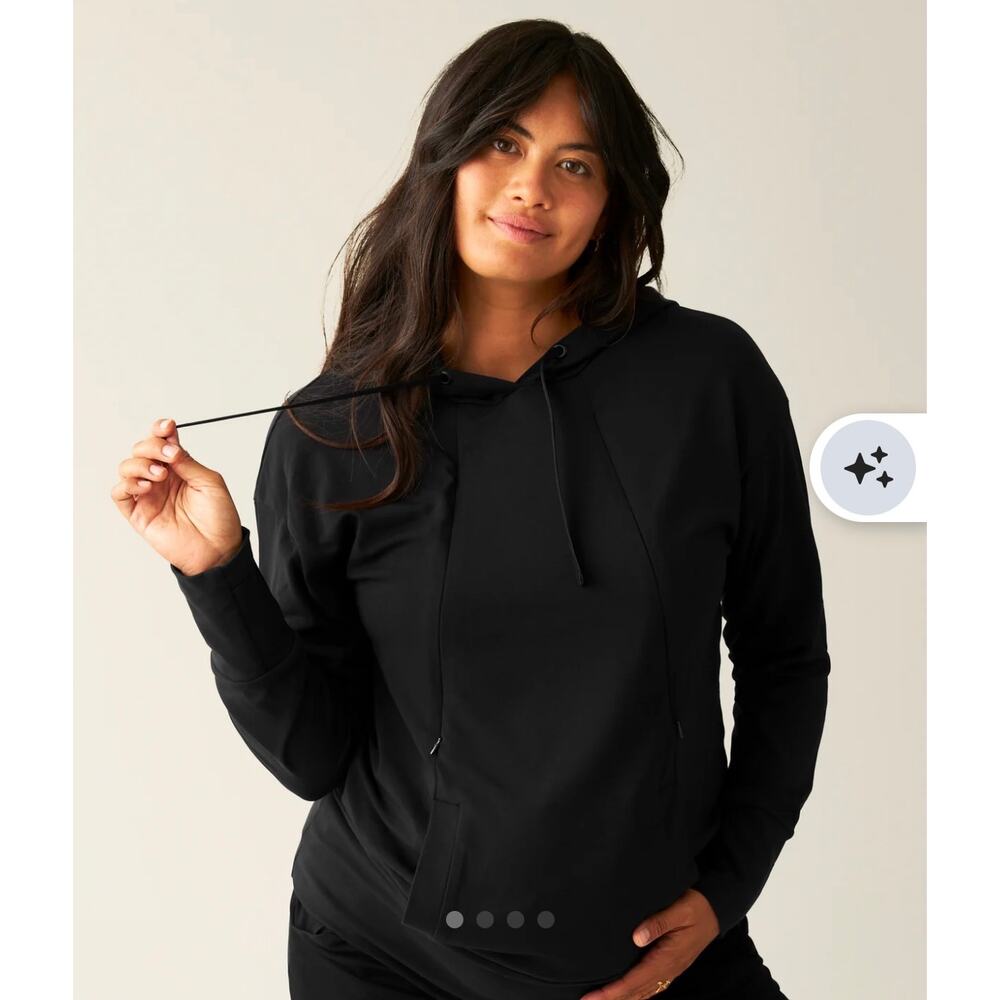 Kindred Bravely Black Bamboo Maternity & Nursing Hoodie Sweatshirt XS